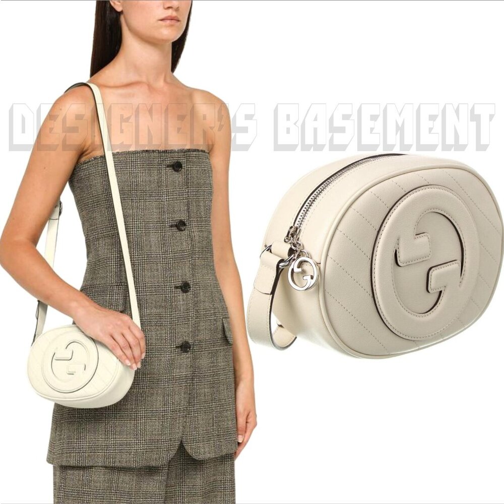 GUCCI mystic white BLONDIE MINI Matelasse Leather Oval Interlocking GG charm Bag